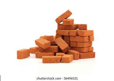 Big Pile Of Bricks Isolated