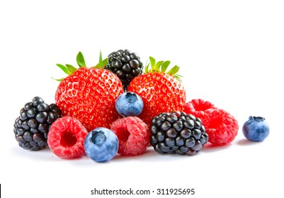Big Pile of Fresh Berries Isolated on the White Background - Shutterstock ID 311925695