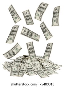 big pile of money. dollars over white background - Shutterstock ID 75483313