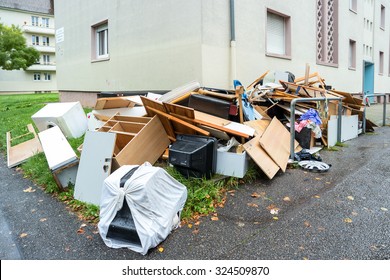 Big Pile Of Old Broken Furniture