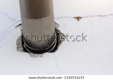 Big piping thru the hole on wall