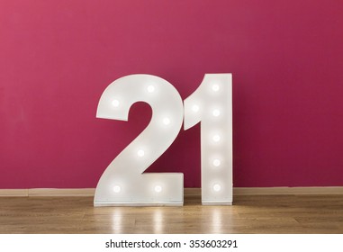 Big Plastic Numbers With Shining Light Bulbs