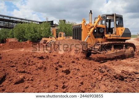 The big power heavy building bulldozer