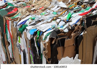 Big Pressed Boxes Made Of Paperboard Prepared For Recycling