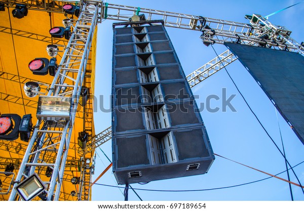 Big Professional Loud Speaker System Mounted Stock Photo Edit Now