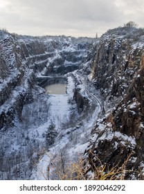Big quarry in a winter