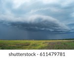 A big rainy cloud over the fields of Russia 