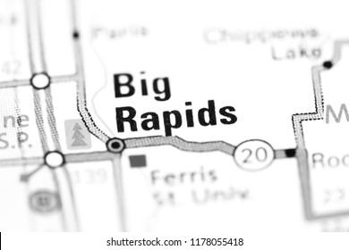 Big Rapids. Michigan. USA On A Map