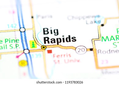 Big Rapids. Michigan. USA On A Map