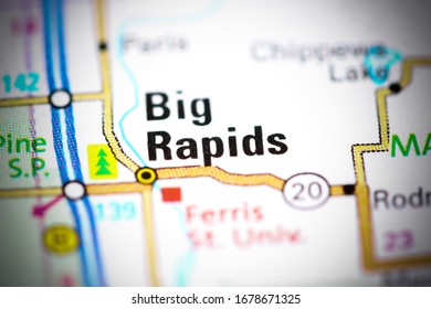 Big Rapids. Michigan. USA On A Map