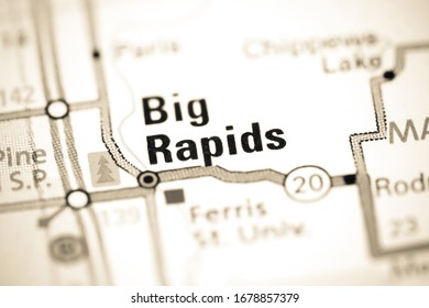 Big Rapids. Michigan. USA On A Map