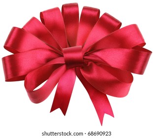 Big Red Bow Isolated On White Background.