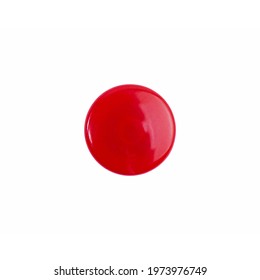 big red button top view on white isolated, mockup for banner