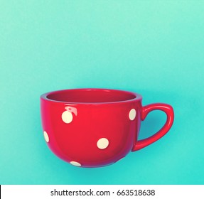 Big Red Coffee Mug On A Bright Blue Background