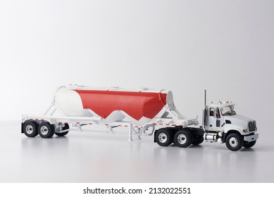 A Big Red Fuel Tanker Truck Isolated