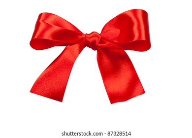 Big Red Holiday Bow Isolated On White Background