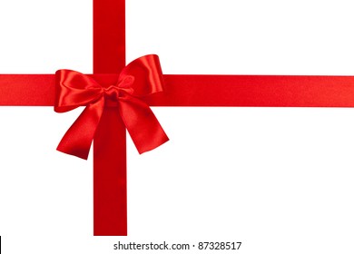 Big Red Holiday Bow Isolated On White Background