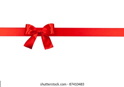 Big Red Holiday Bow Isolated On White Background