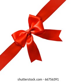 Big red holiday bow on white background - Shutterstock ID 66756391
