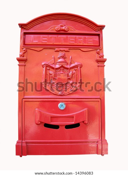 Big Red Italian Mailbox Word Lettere Royalty Free Stock Image