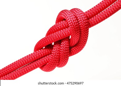 Big Red Rope Knot On White Background