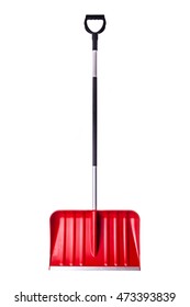 A Big Red Snow Shovel Isolated Over A White Background