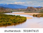 big river and rock mountains, magdalena river in colombia, latin america