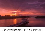 Big river with sunset