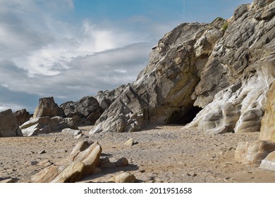 Big Rocks On A Normandy Beach, France