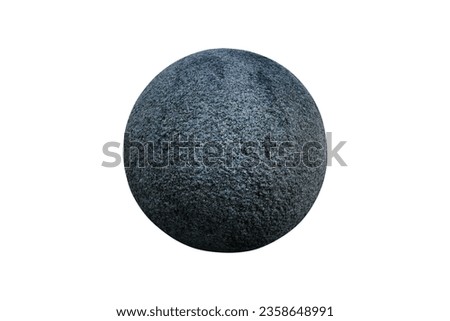 A big rounded granite stone rocks are isolated on white background. spherical granite stone rocks. Stone for outdoor garden decoration.