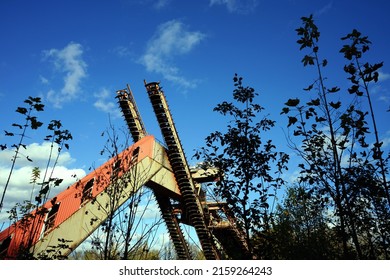 The Big Rusty Metal Structures In An Abandoned Old Industrial Factory