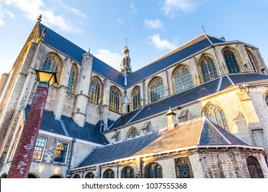 Big Saint-Laurens church in the historic city centre of Alkmaar in  North-Holland in the Netherlands. Also known as the city of cheese.