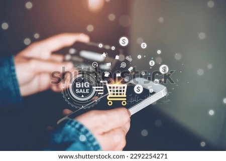 Big sale Onlineshopping  banking businessman using smartphone  holding credit card online shopping concept.