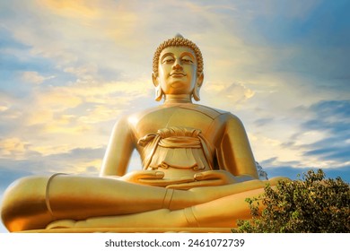 Big Seated Buddha Statue (Buddha Dhammakaya Dhepmongkol) at Wat Paknam Phasi Charoen (temple) in Bangkok, Thailand - Powered by Shutterstock