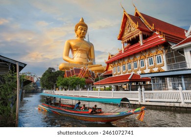 Big Seated Buddha Statue (Buddha Dhammakaya Dhepmongkol) at Wat Paknam Phasi Charoen (temple) in Bangkok, Thailand - Powered by Shutterstock