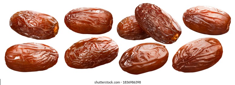Big set of fresh dates isolated on white background. Package design elements with clipping path
