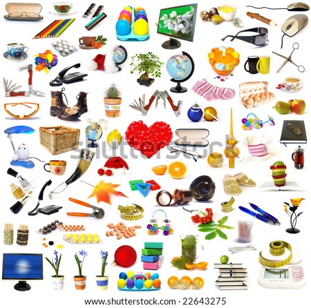 Big set of objects isolated on white