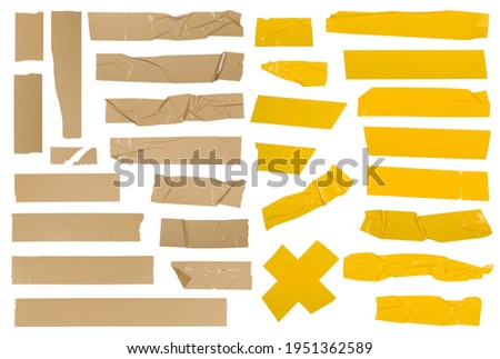 Big set of yellow and brown adhesive tape pieces
