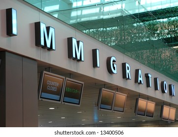 Big Signboard Of Immigration At The Airport