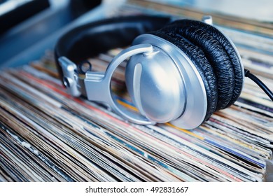 Big Silver Dj Headphones Laying On Stock Photo (Edit Now) 489450118