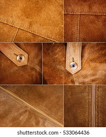 Big size collection of various brown suede textures