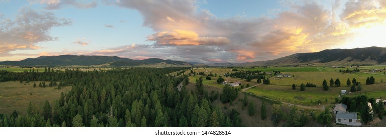 Big Sky Montana Sunset Drone View