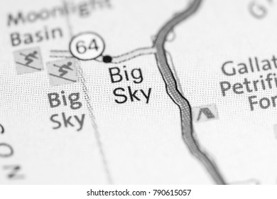Big Sky. Montana. USA On A Map.
