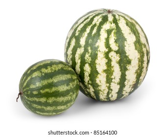 Big And Small Watermelon Isolated On White Background