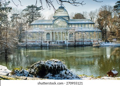 Big Snowfall On Madrid, Retiro Park