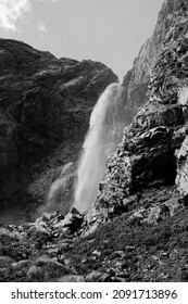 Big Sofrudzhinsky waterfall in the Amanauz gorge. Karachay-Cherkessia, Russia