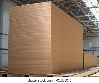 Big Stack Of MDF Boards. Medium Density Fibreboard.