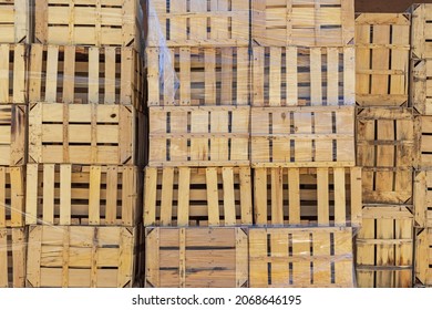 Big Stack Of Wooden Crates For Farm Produce