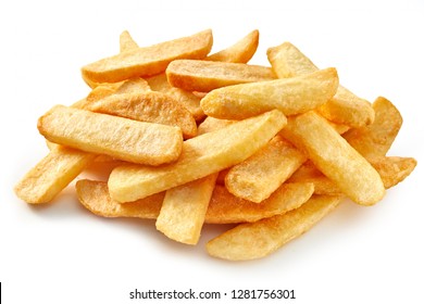 Big Steak Chips On White Background.