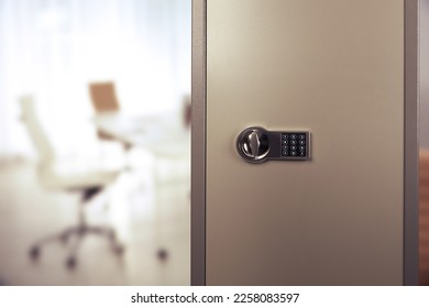 Big steel safe with electronic lock indoors, closeup. Space for text - Shutterstock ID 2258083597